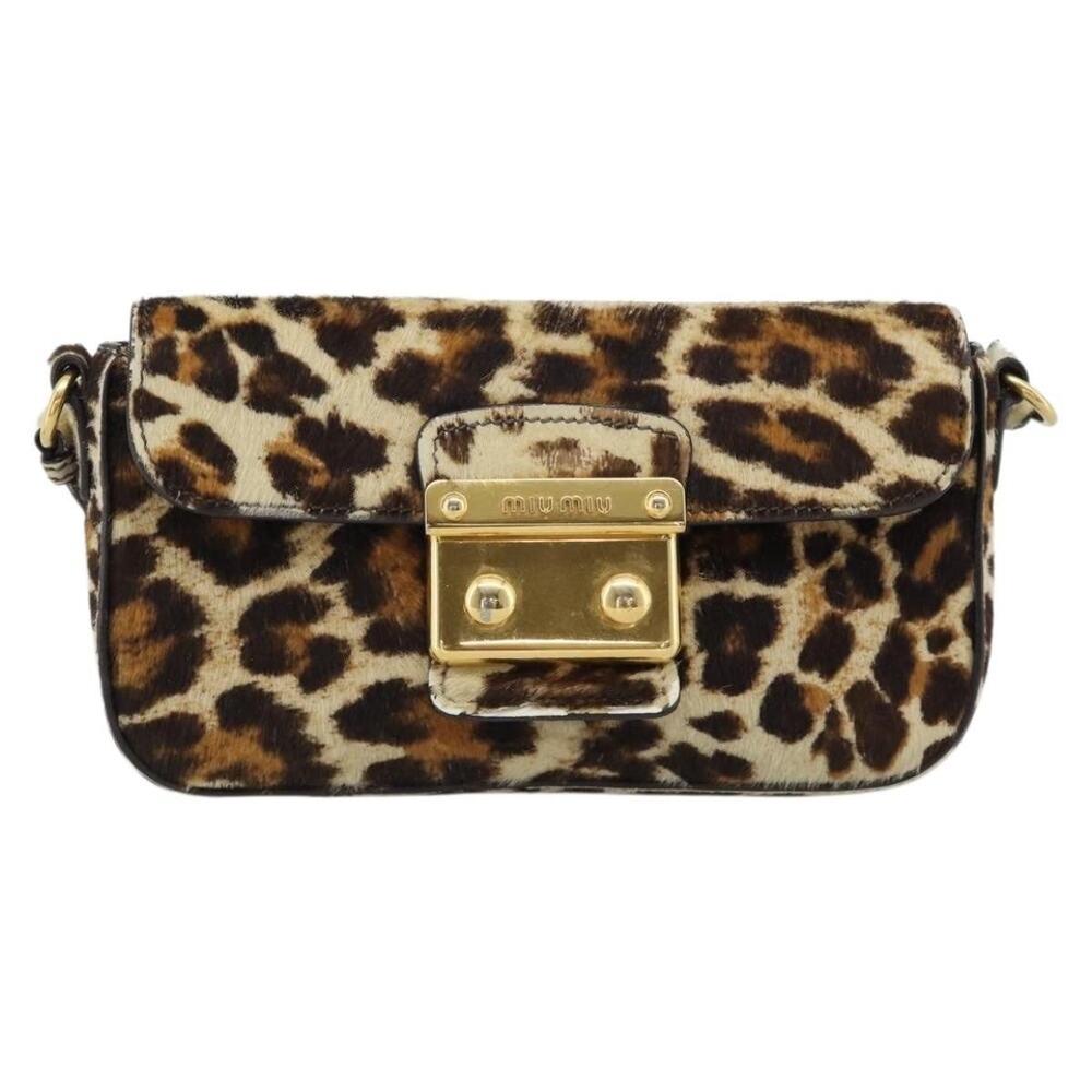 Miu Miu Leather Harako Shoulder Bag Beige